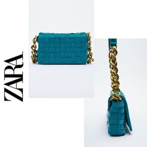 Zara-  Blue Leather Shoulder Bag